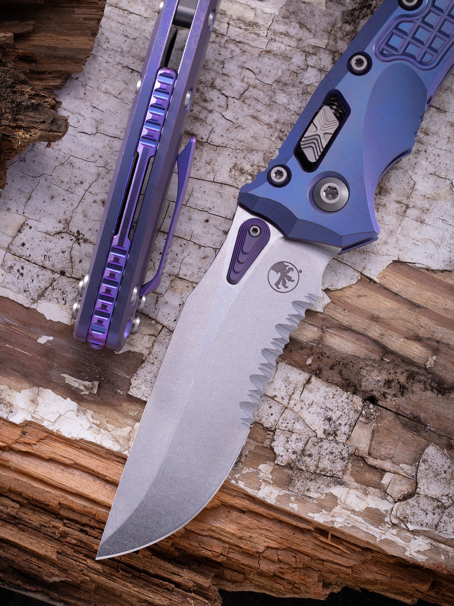 Amphibian® – RAM-LOK™ MARFIONE SELECT STONEWASH FINISH PURPLE HAZE ANODIZED FRAG PATTERN TITANIUM W/PURPLE TITANIUM ACCENT DOUBLE VAPOR BLAST STAINLESS - Image 3