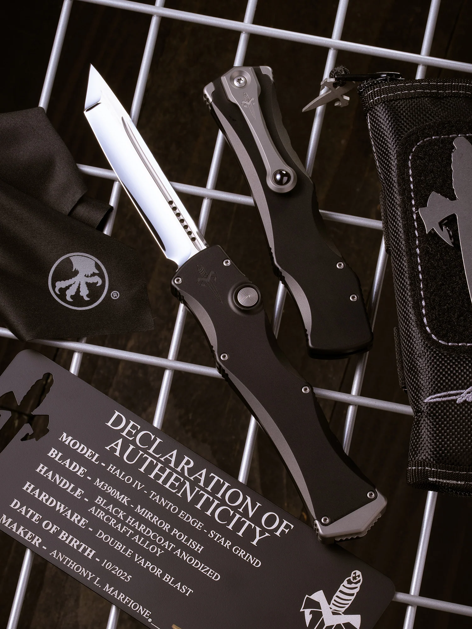 HALO IV TANTO EDGE- STAR GRIND MIRROR POLISH BLACK HARDCOAT ANODIZED ALLOY DOUBLE VAPOR BLAST MADE IN USA