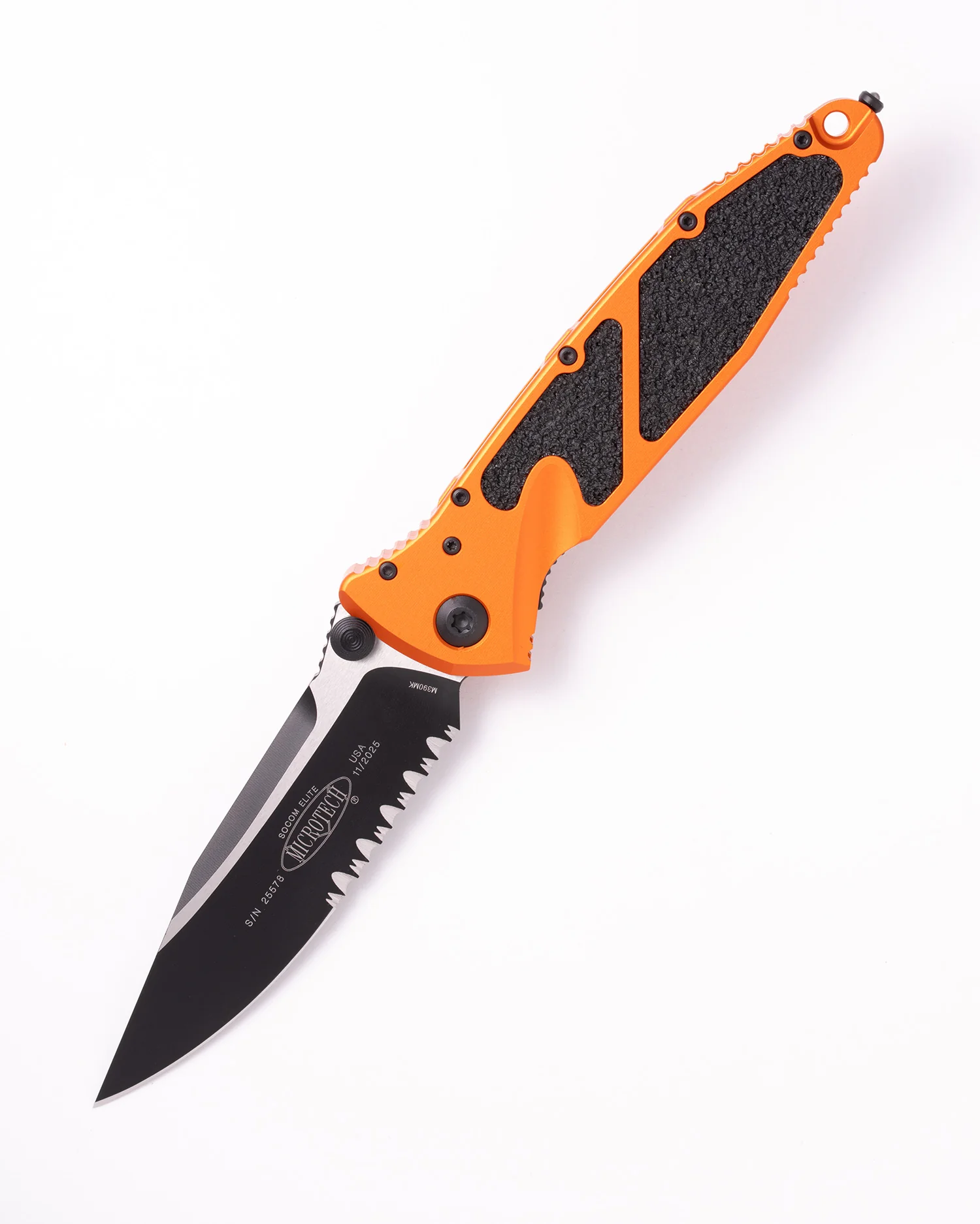 SOCOM ELITE MANUAL S/E BLACK PART SERRATE ORANGE (160-2OR)