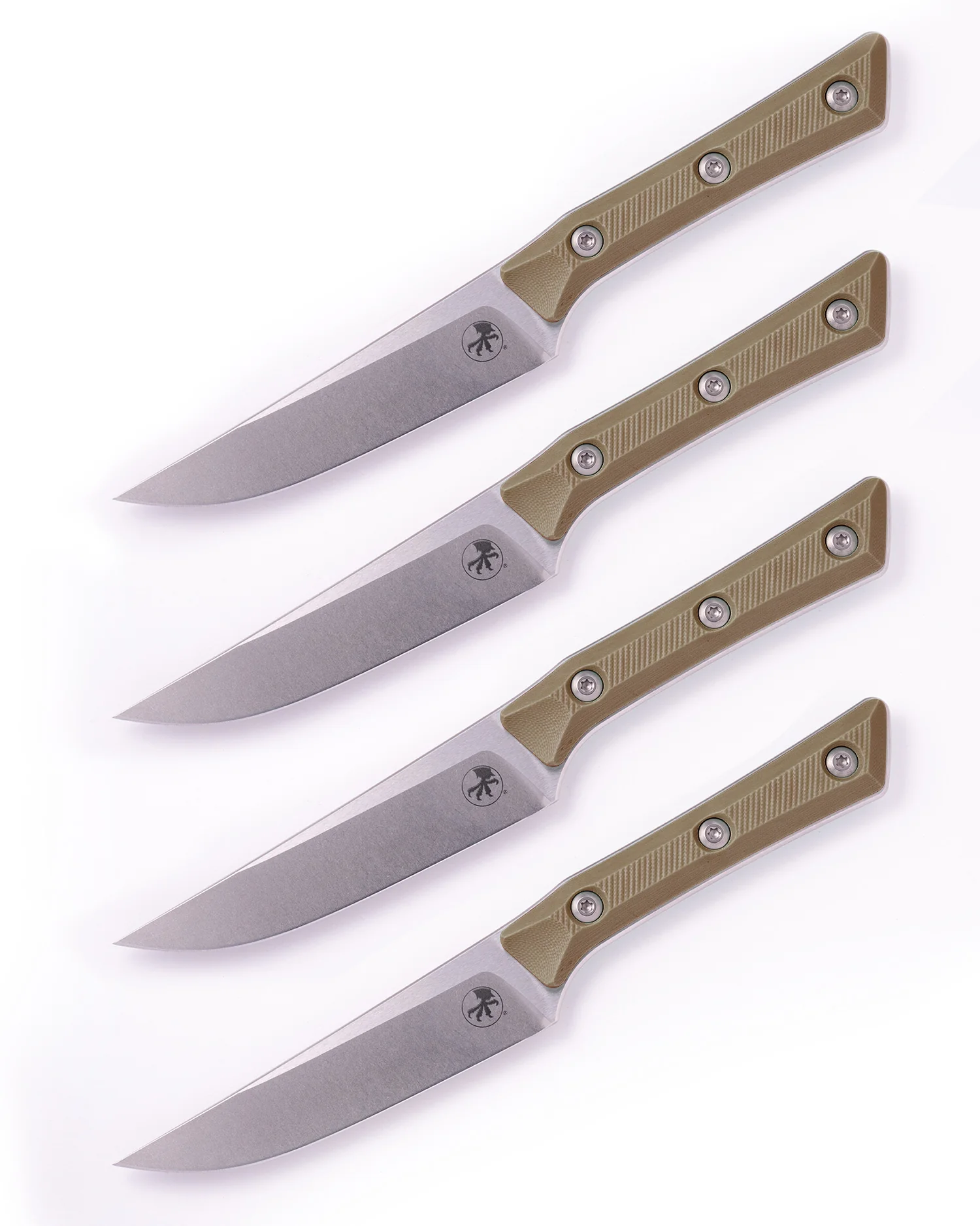 Steak Knife Set (4) Stonewash Standard OD Green G-10 (3600-10SETOD)