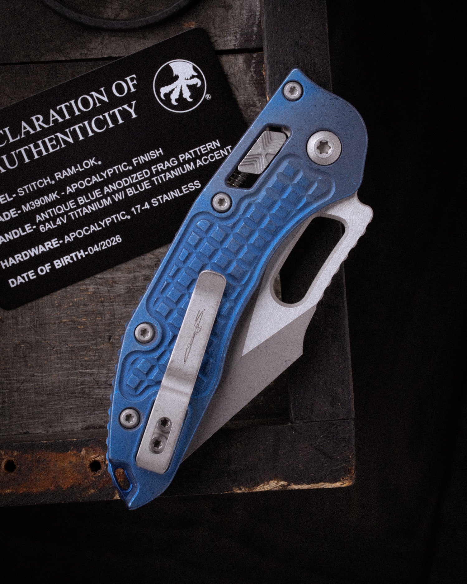Stitch RAM-LOK™ Marfione Select Apocalyptic Finish Antique Blue Frag Titanium W/Blue Titanium Accent Apocalyptic Stainless (169RL-10APFRMS2) - Image 2