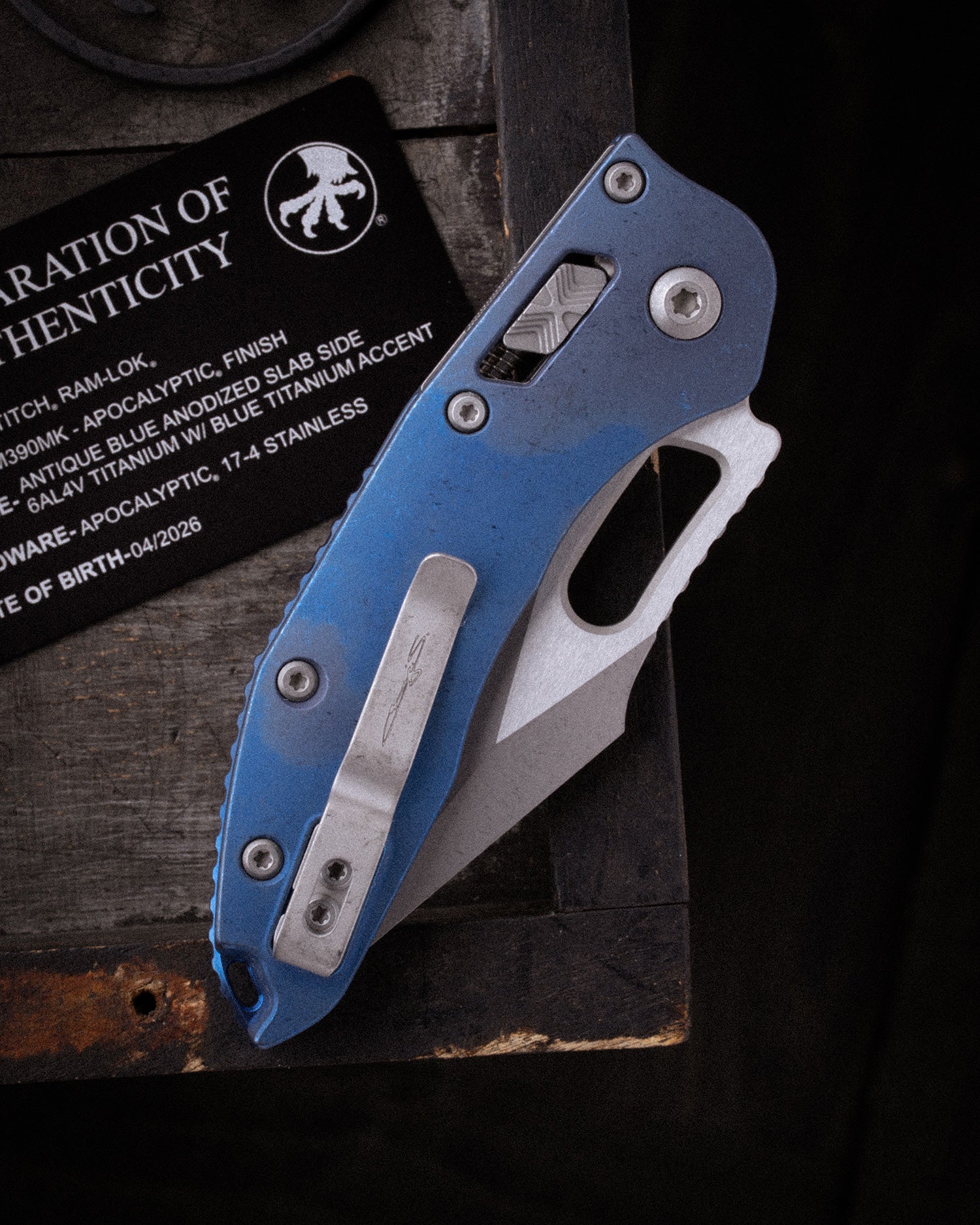 Stitch RAM-LOK™ Marfione Select Apocalyptic Finish Antique Blue Slab Side Titanium W/Blue Titanium Accent Apocalyptic Stainless (169RL-10APFRMS2) (Copy) - Image 2