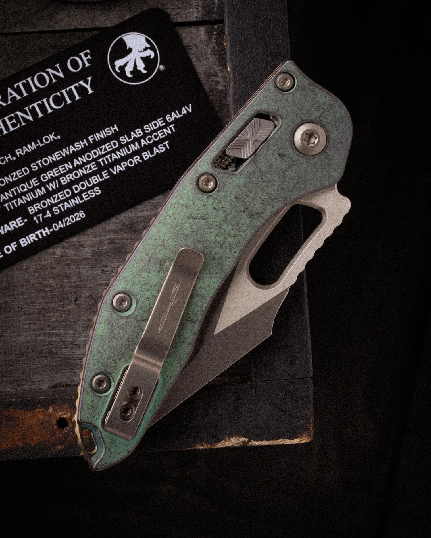 Stitch RAM-LOK™ Marfione Select Bronzed Stonewash Finish Antique Green Anodized Slab Titanium W/Bronze Titanium Accent Double Vapor Blast Stainless (169RL-13MS1) - Image 2