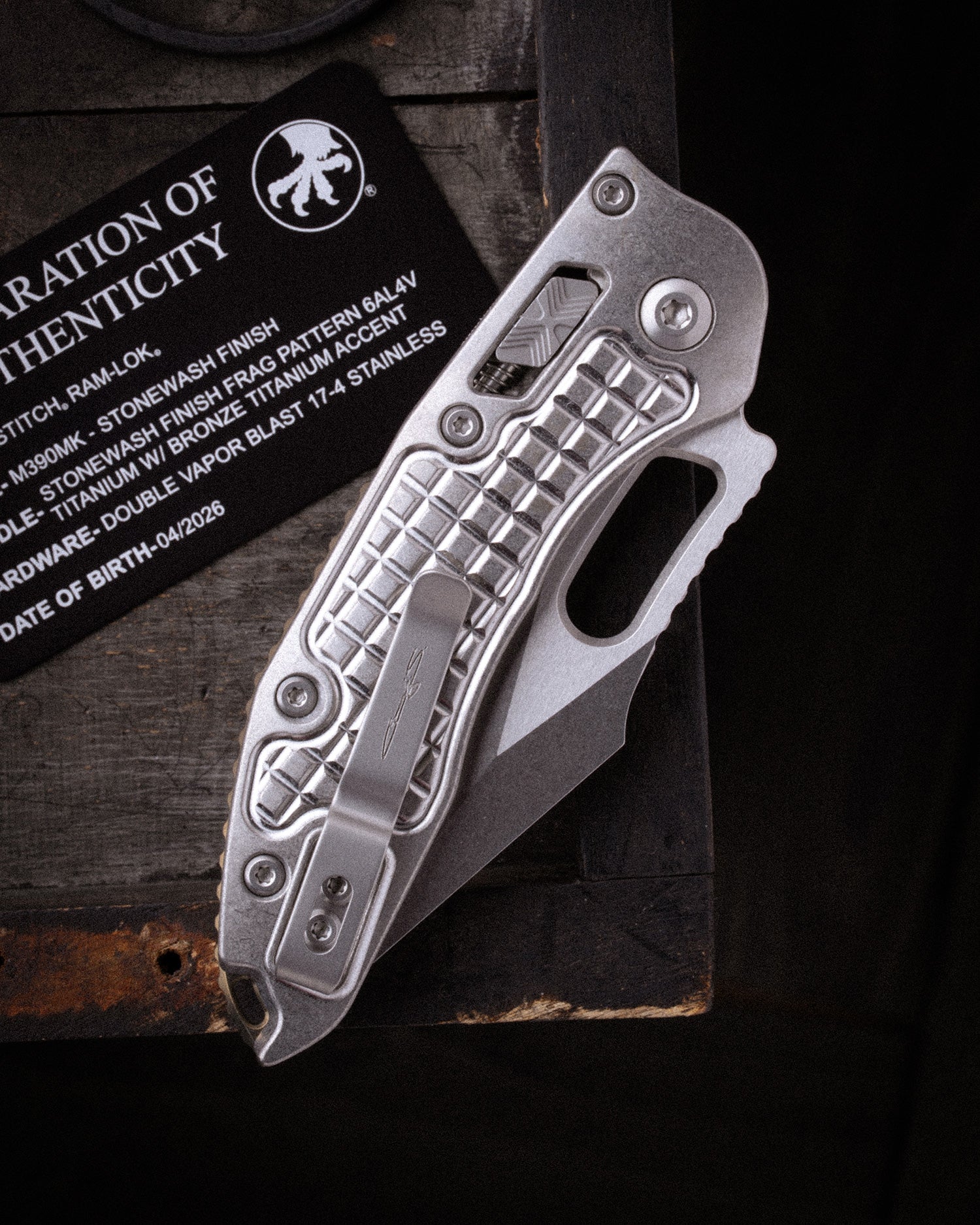 Stitch RAM-LOK™ Marfione Select Stonewash Finish Stonewash Frag Pattern Titanium W/Bronze Titanium Accent Double Vapor Blast Stainless (169RL-10FRMS1) - Image 2